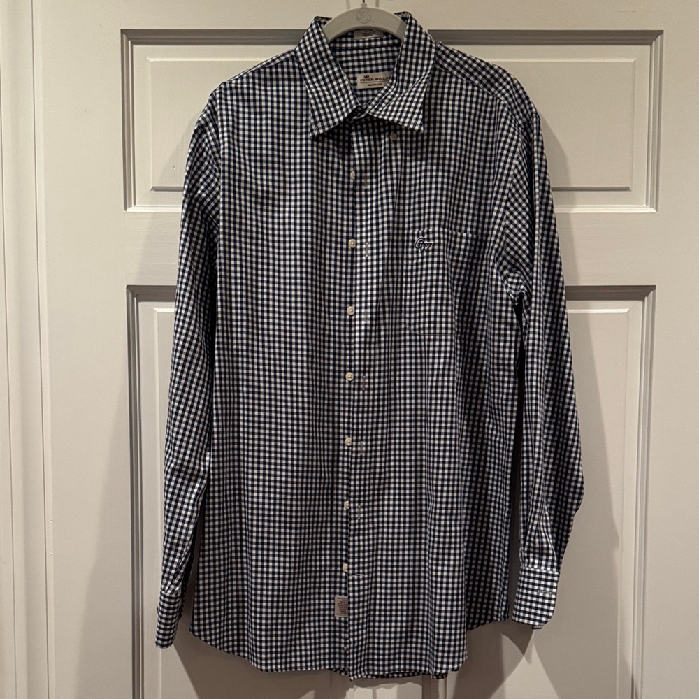 Men's Navy and White Checkered Shirt GW